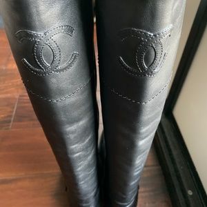 CHANEL Calfskin Ascot Riding Boots 40.5 Black